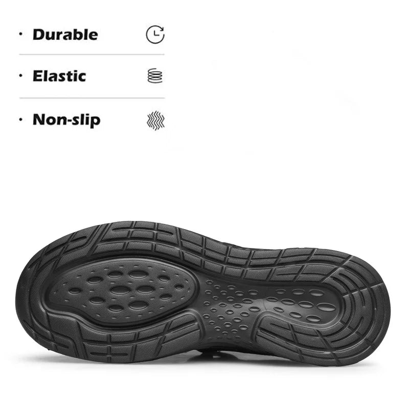 All Black Lightweight Breathable Non Slip Slip On Walking Shoes T907