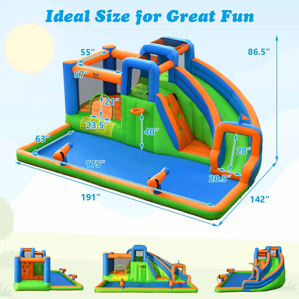 Inflatable Water Slide Bounce Castle with Dual Climbing Walls and 735W Blower W92393