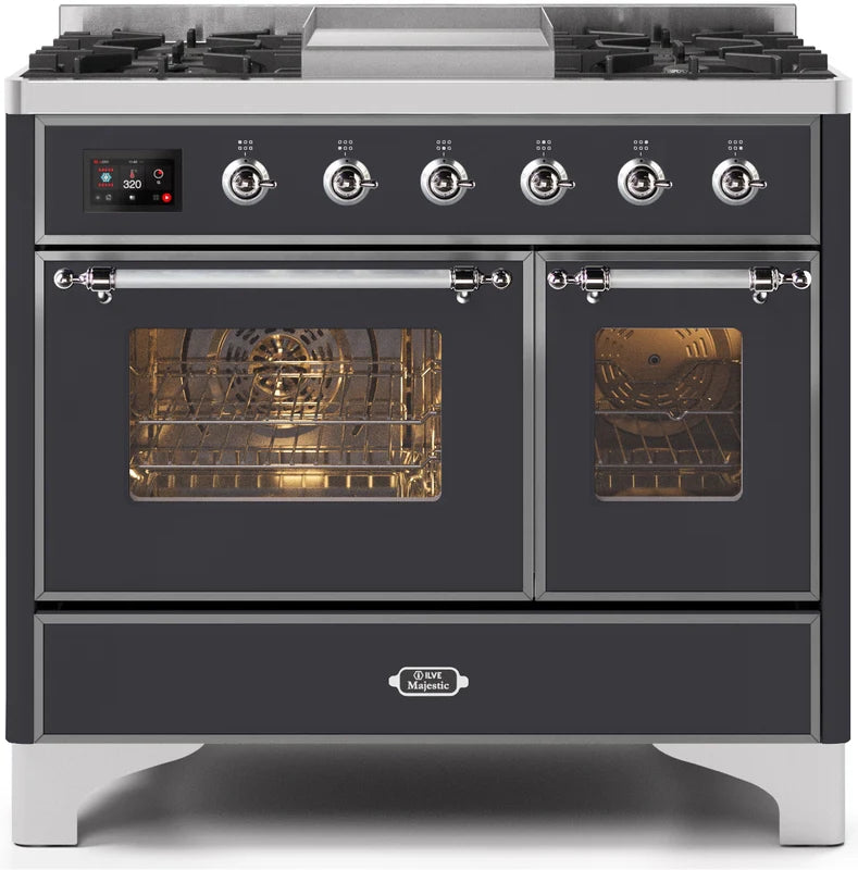 40 Dual Fuel Propane Gas Range Matte Graphite Chrome Trim U651