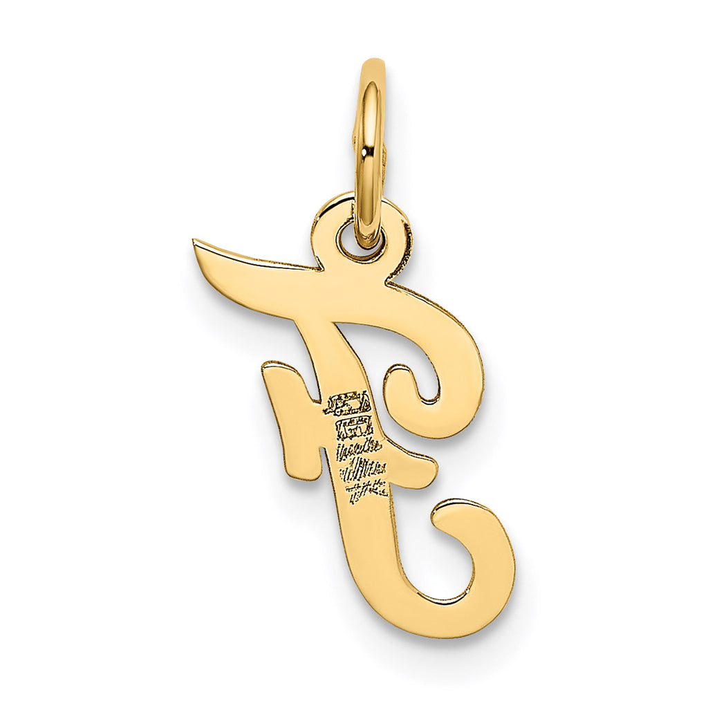 14K Yellow Gold Script Letter F Initial Pendant Charm With 10K Yellow Gold Rope Chain Necklace 20'' H472201