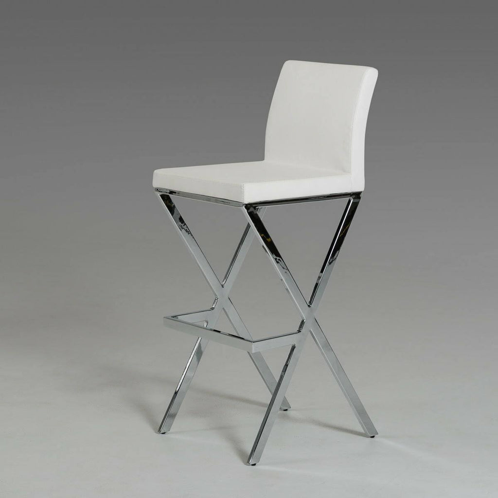 White Leatherette Bar Stool Set of 2 T289563