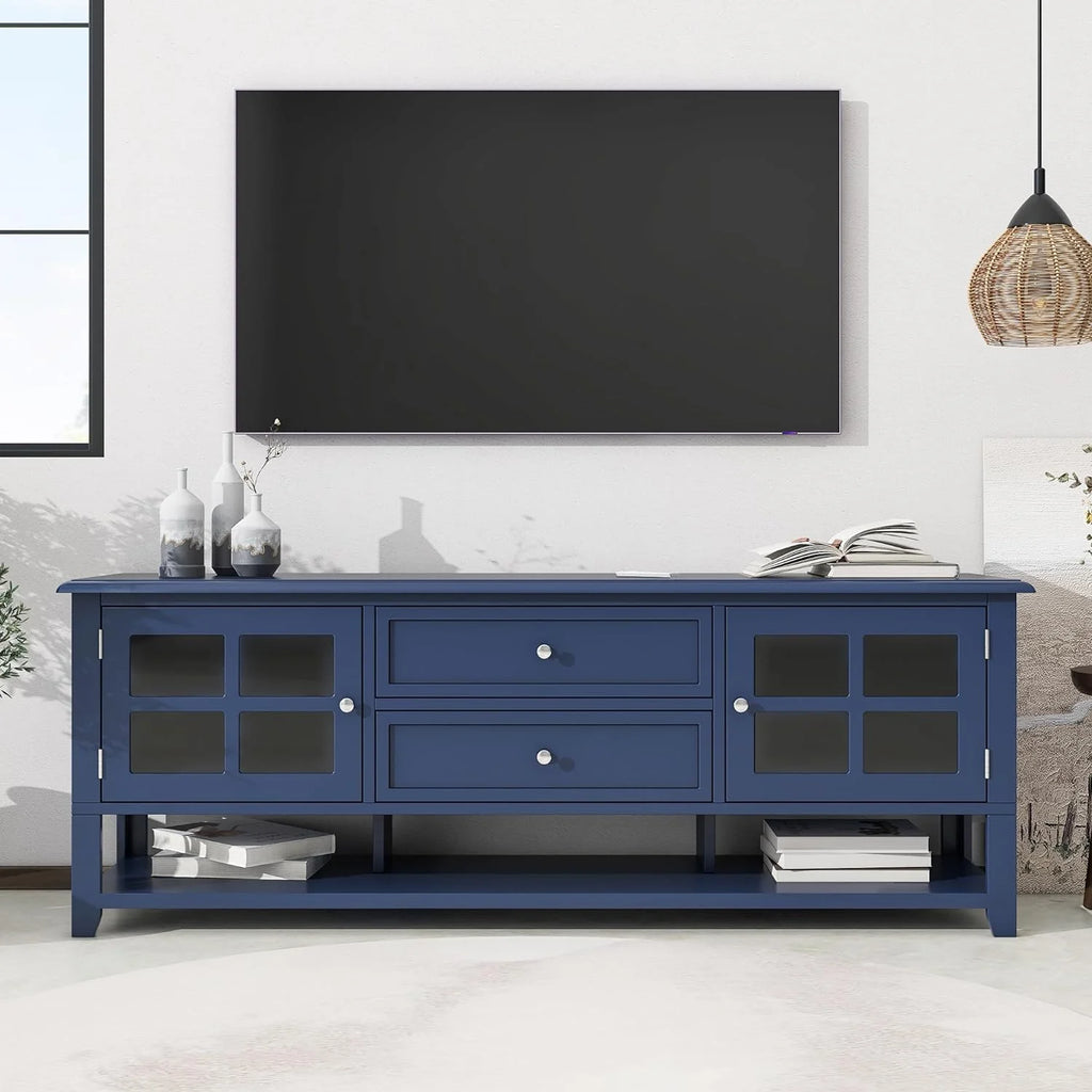 Blue TV Stand with 2 Drawers and Doors S98000