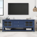 Blue TV Stand with 2 Drawers and Doors S98000