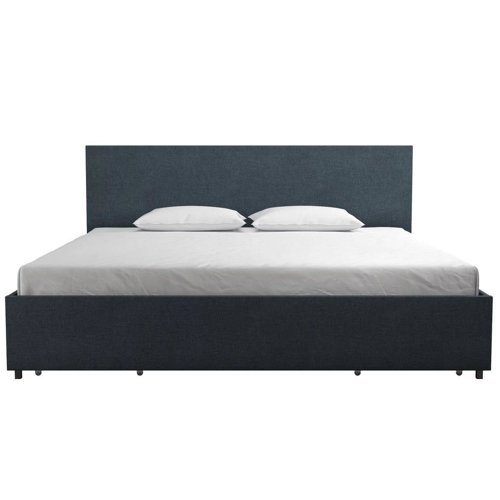 Dark Grey Linen Upholstered Storage Bed Frame P773