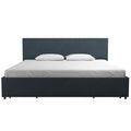Dark Grey Linen Upholstered Storage Bed Frame P773