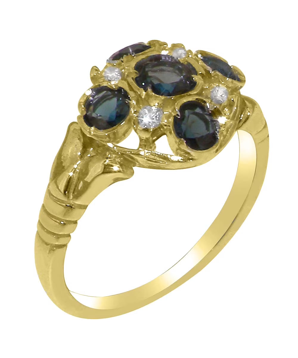 14k Yellow Gold London Blue Topaz Diamond Statement Ring F126992
