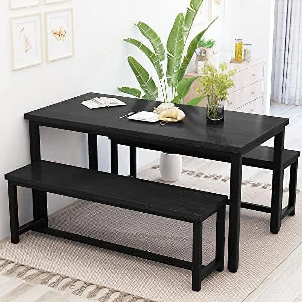 3 Piece Dining Table Set with 2 Benches V786