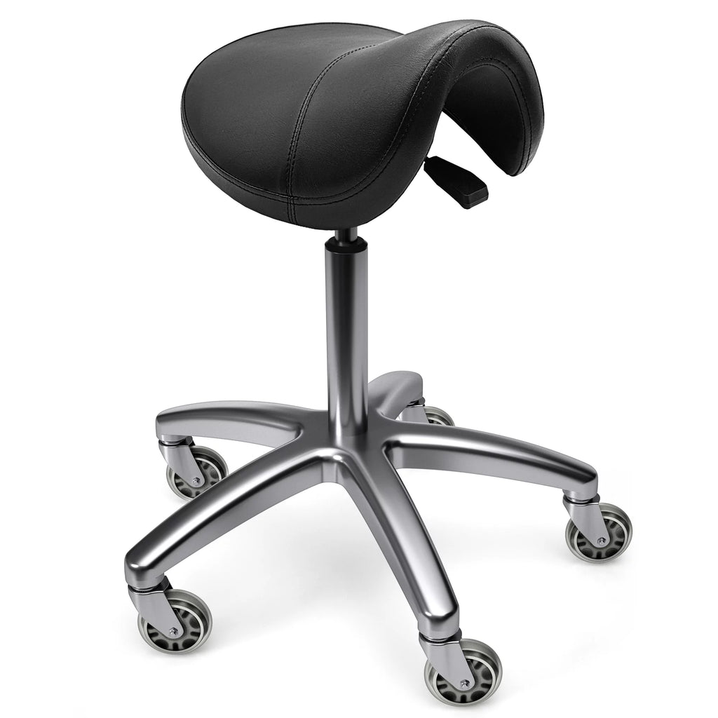 Black Ergonomic Saddle Stool with Wheels M84549