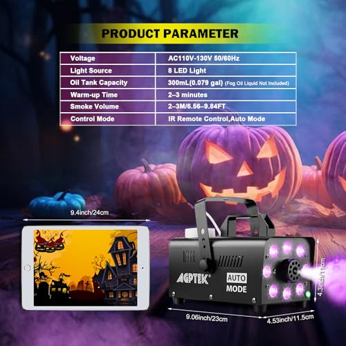 Fog Machine with 13 Colorful LED Lights and Wireless Remote Controls J778941