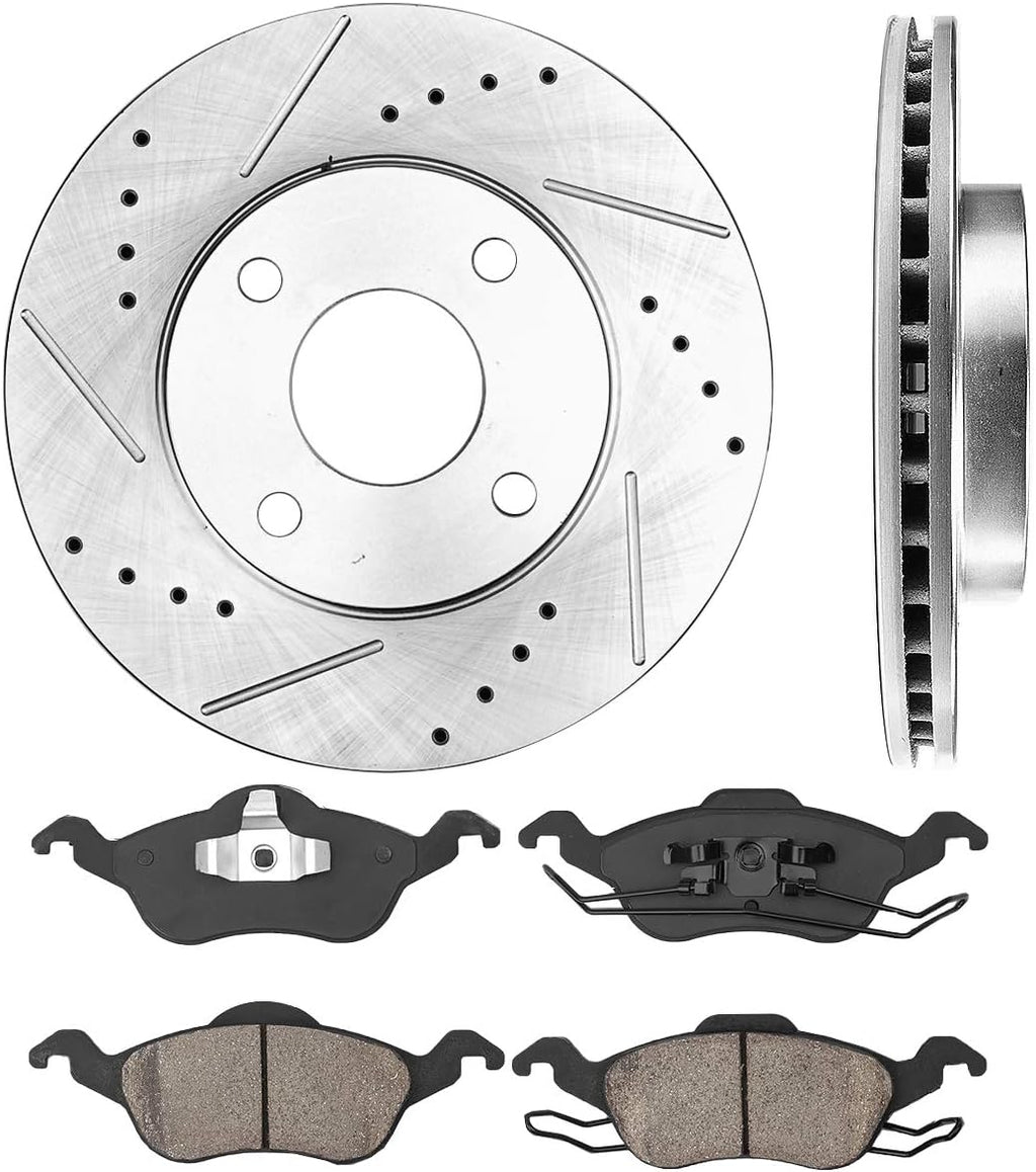 Drilled & Slotted Rotors + Ceramic Pads + Clips N684