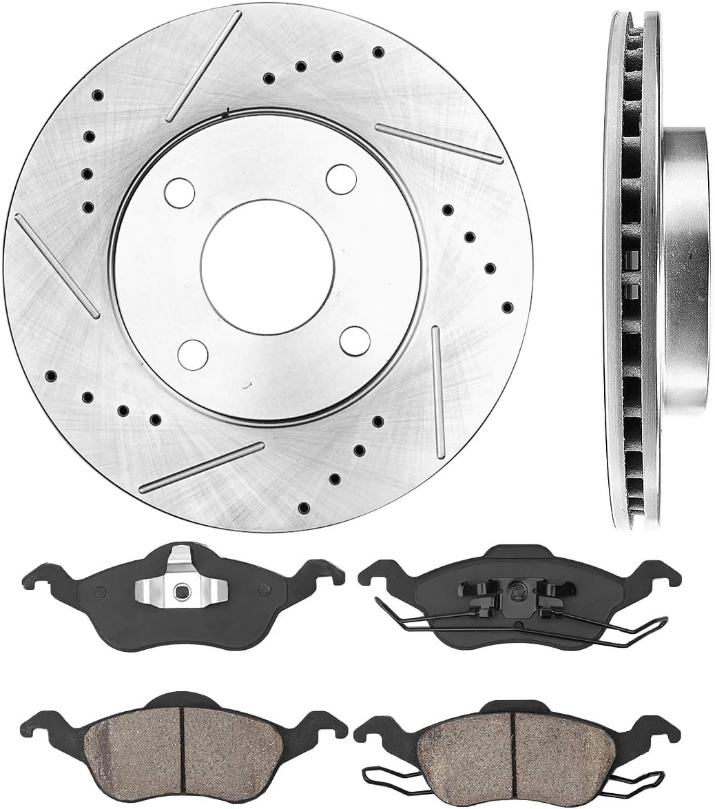 Drilled & Slotted Rotors + Ceramic Pads + Clips N684