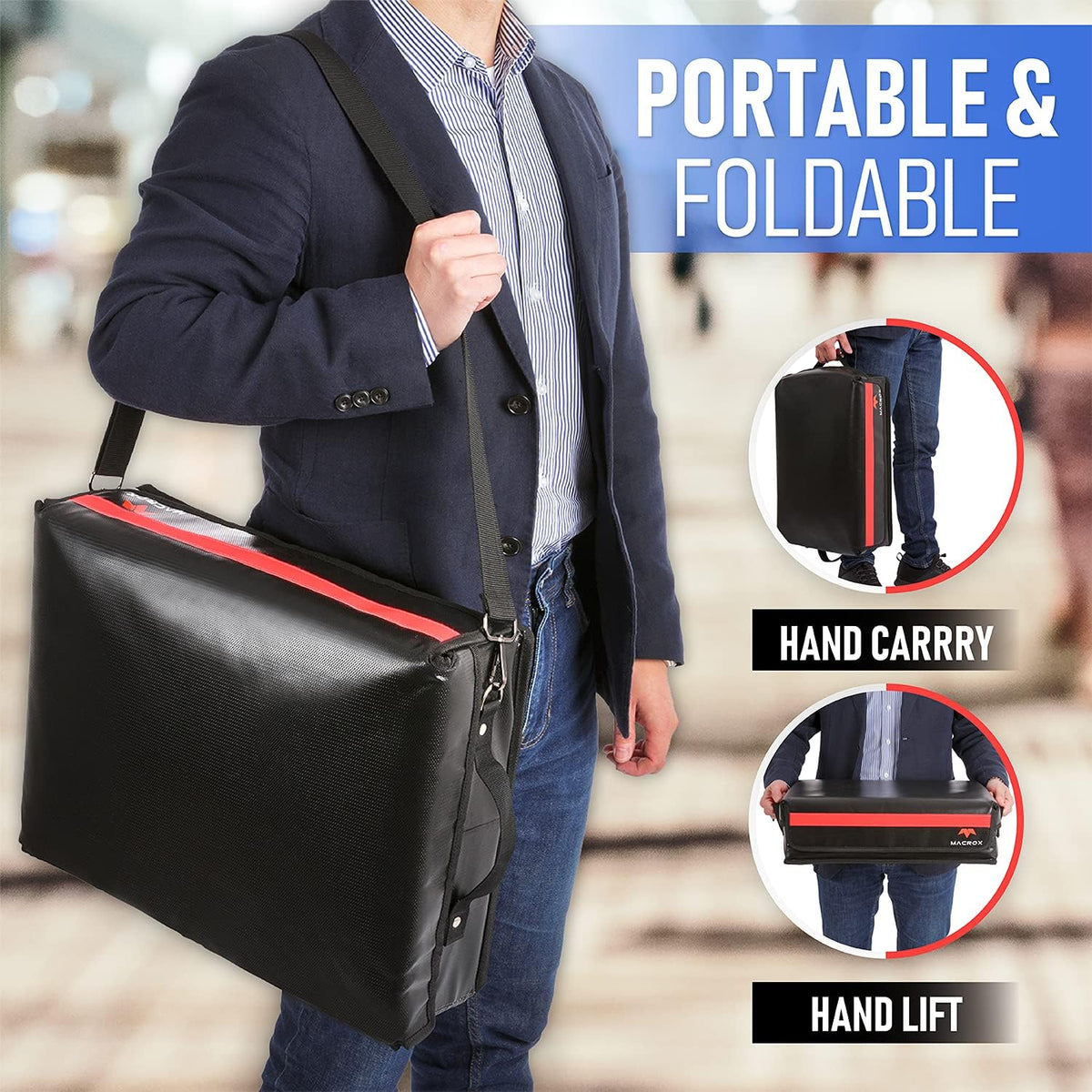 Fireproof Document Organizer Bag with Lock, 3-Layer File Storage Box, Waterproof File Holder, 17.5 x 13 x 5” Y7734