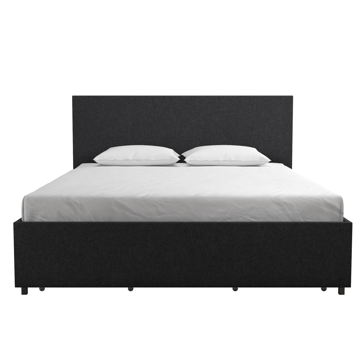 Dark Grey Linen Upholstered Storage Bed Frame P773