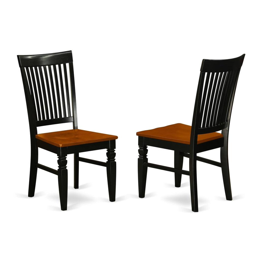 Black Wood Seat Chair with Slatted Back - Set of 2 K66599