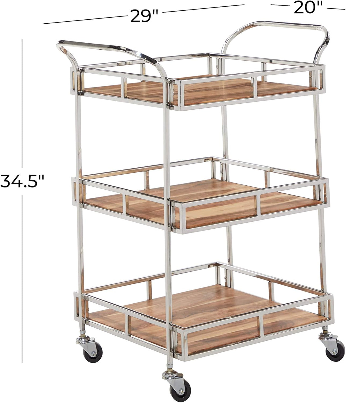 Multi Colored Stainless Steel Bar Cart U745878