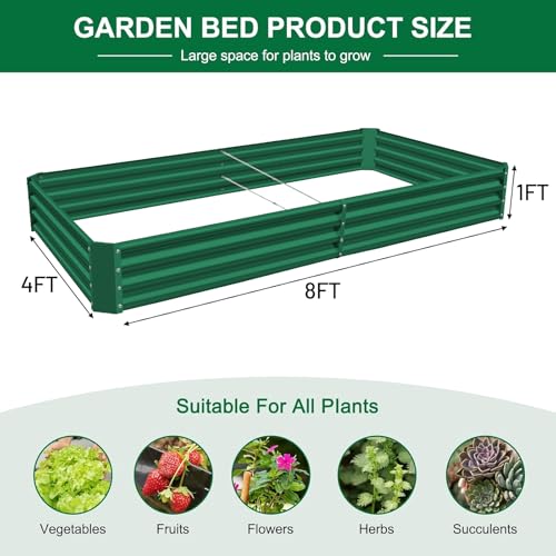 2 Pack 8×4×1ft Galvanized Metal Raised Garden Bed G281