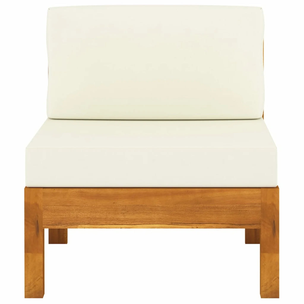 Solid Acacia Wood Sofa with White Cushions O81187