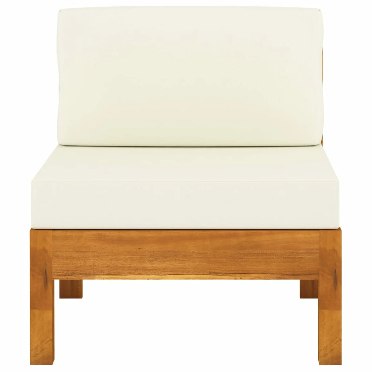 Solid Acacia Wood Sofa with White Cushions O81187