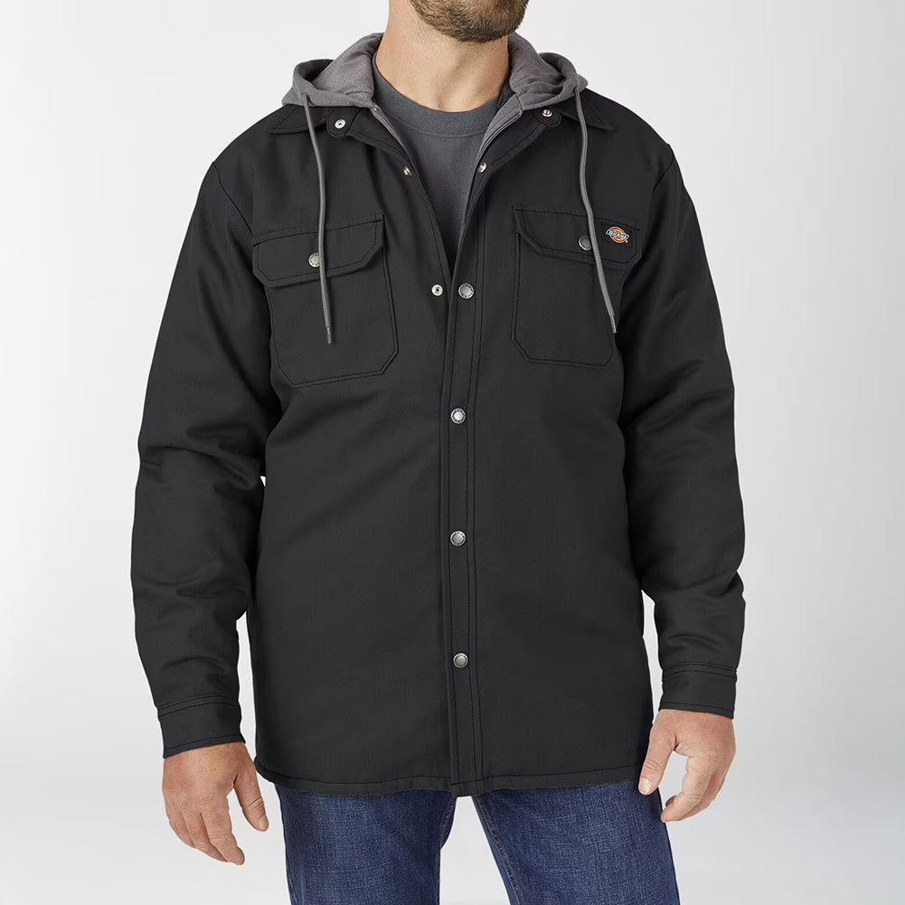 Black Fleece Hooded Duck Shirt Coat A3123