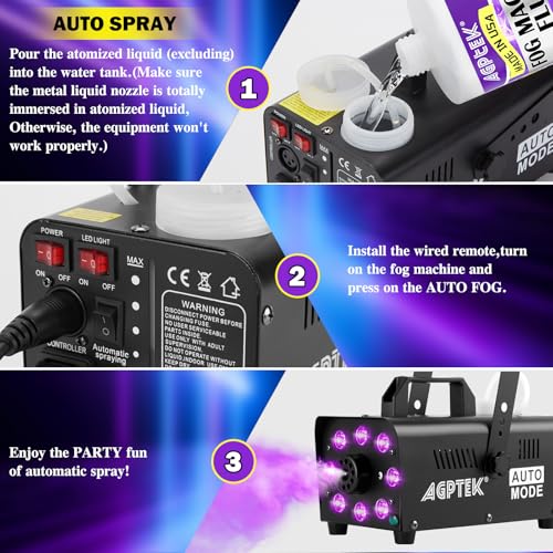 Fog Machine with 13 Colorful LED Lights and Wireless Remote Controls J778941