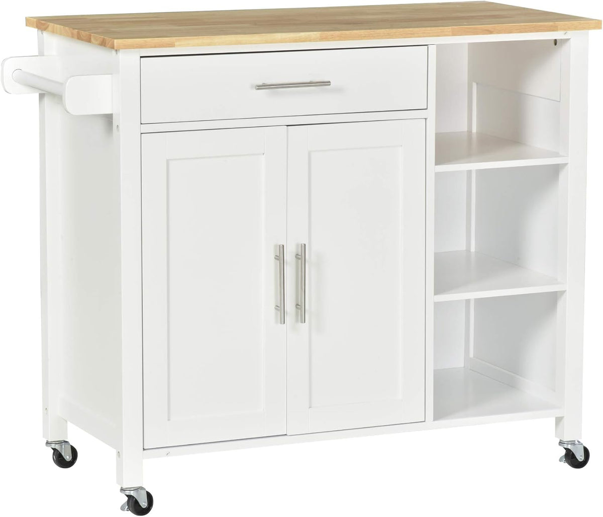 Grey Wooden Rolling Kitchen Storage Island with Drawer R89538