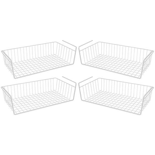 White Set of 4 Wire Hanging Basket Shelves J482