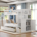 White Twin over Twin Bunk Bed with Drawer and Cabinet A705303