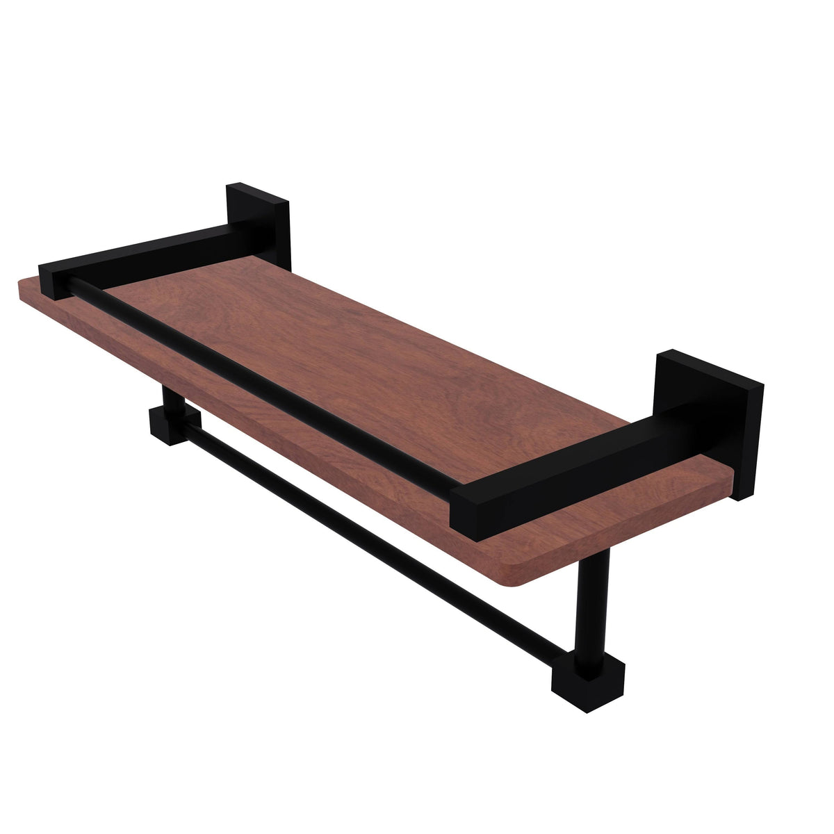 Brushed Bronze Ironwood Shelf with Gallery Rail and Towel Bar P646100