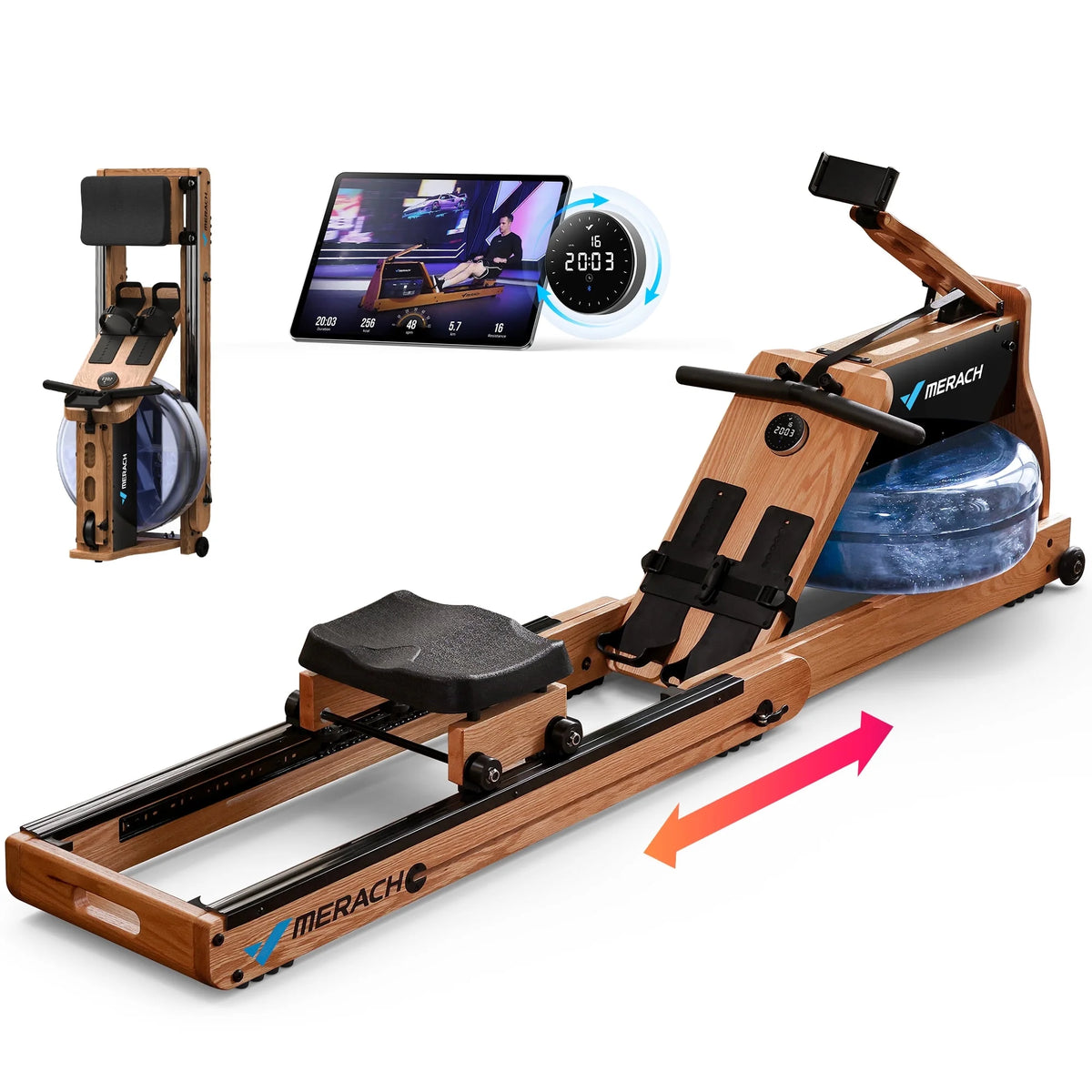 Foldable Solid Wood Rowing Machine F2462