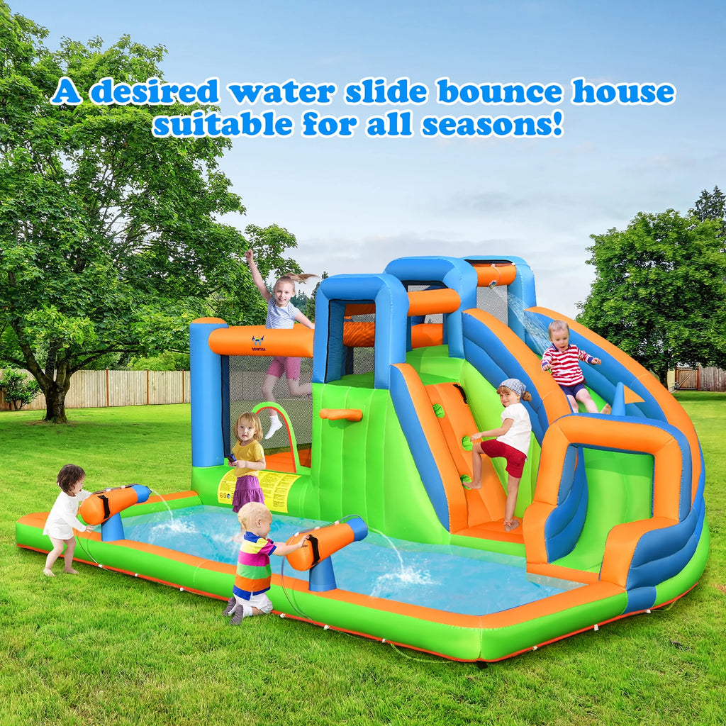 Inflatable Water Slide Bounce Castle with Dual Climbing Walls and 735W Blower W92393