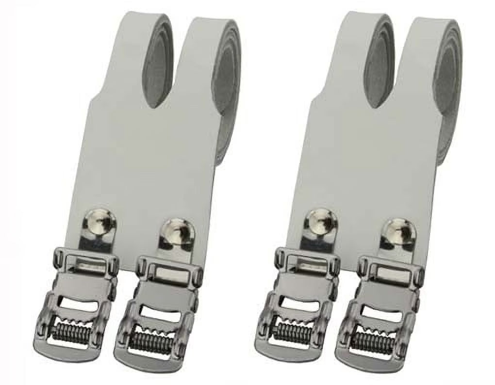 White Leather Double Toe Straps Bike Pedal Strap H9743