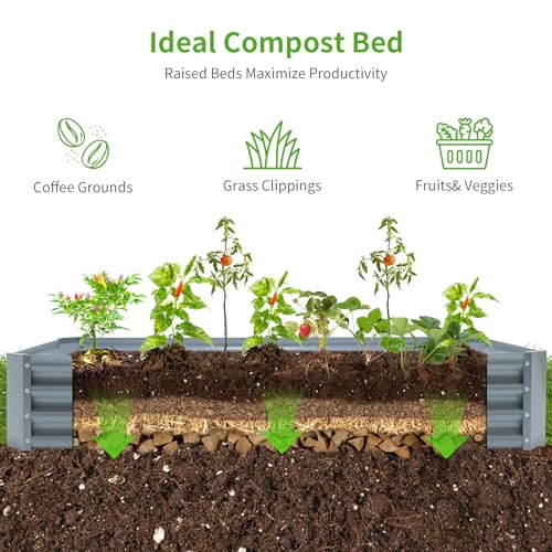 2 Pack 8×4×1ft Galvanized Metal Raised Garden Bed G281