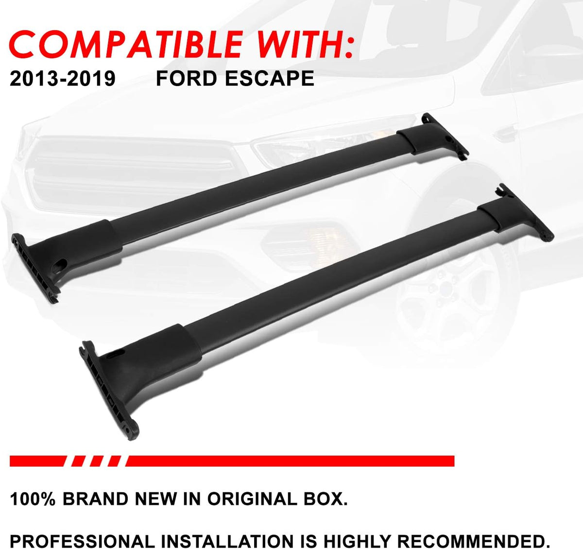 Matte Black Aluminum Roof Rack Cross Bars Pack of 2 A66945
