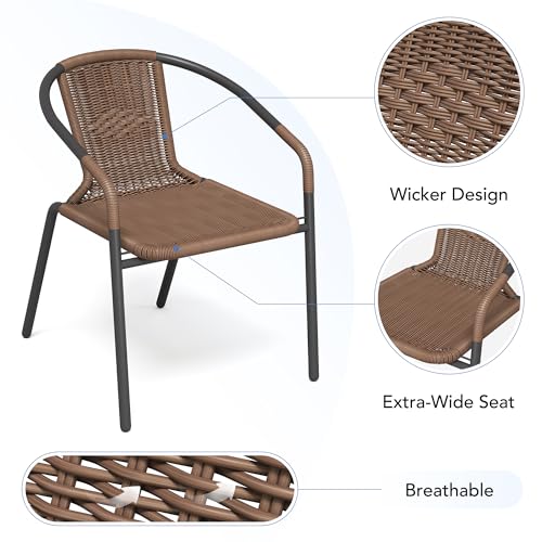 Black Wicker Stackable Dining Chairs Set of 6 Q503830