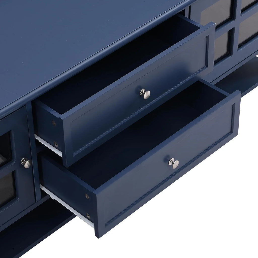 Blue TV Stand with 2 Drawers and Doors S98000