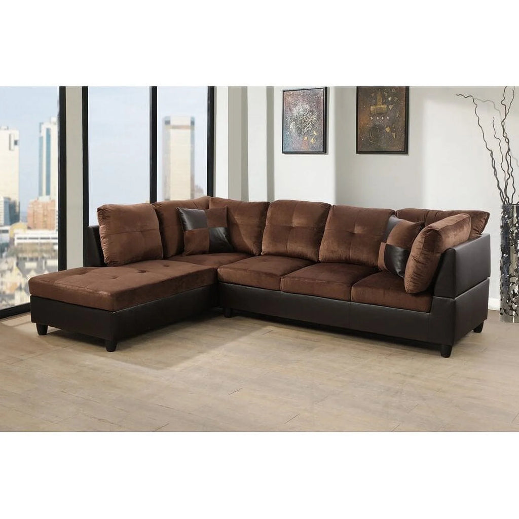 103.5" Wide Microfiber Sectional Sofa with Matching Pillows E35181