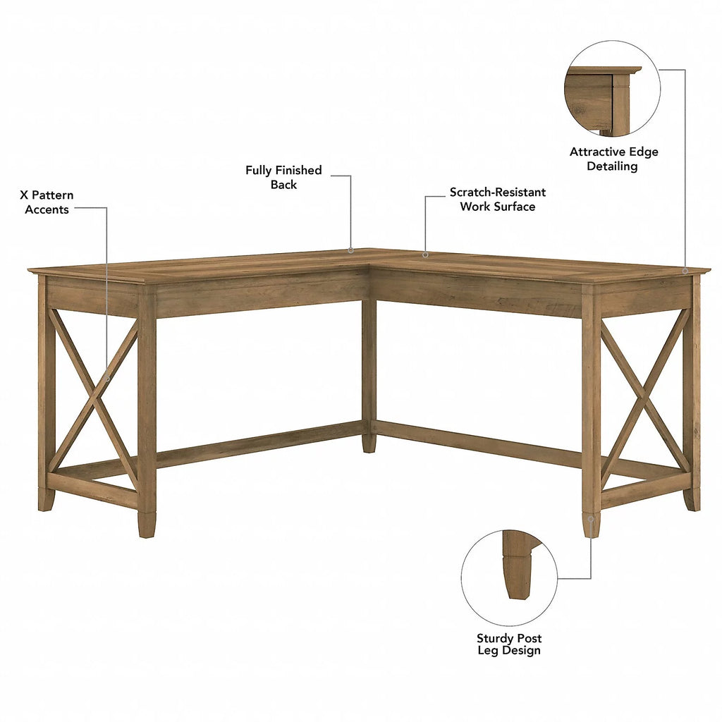 L Desk with Lateral File Cabinet in Reclaimed Pine Engineered Wood S2696