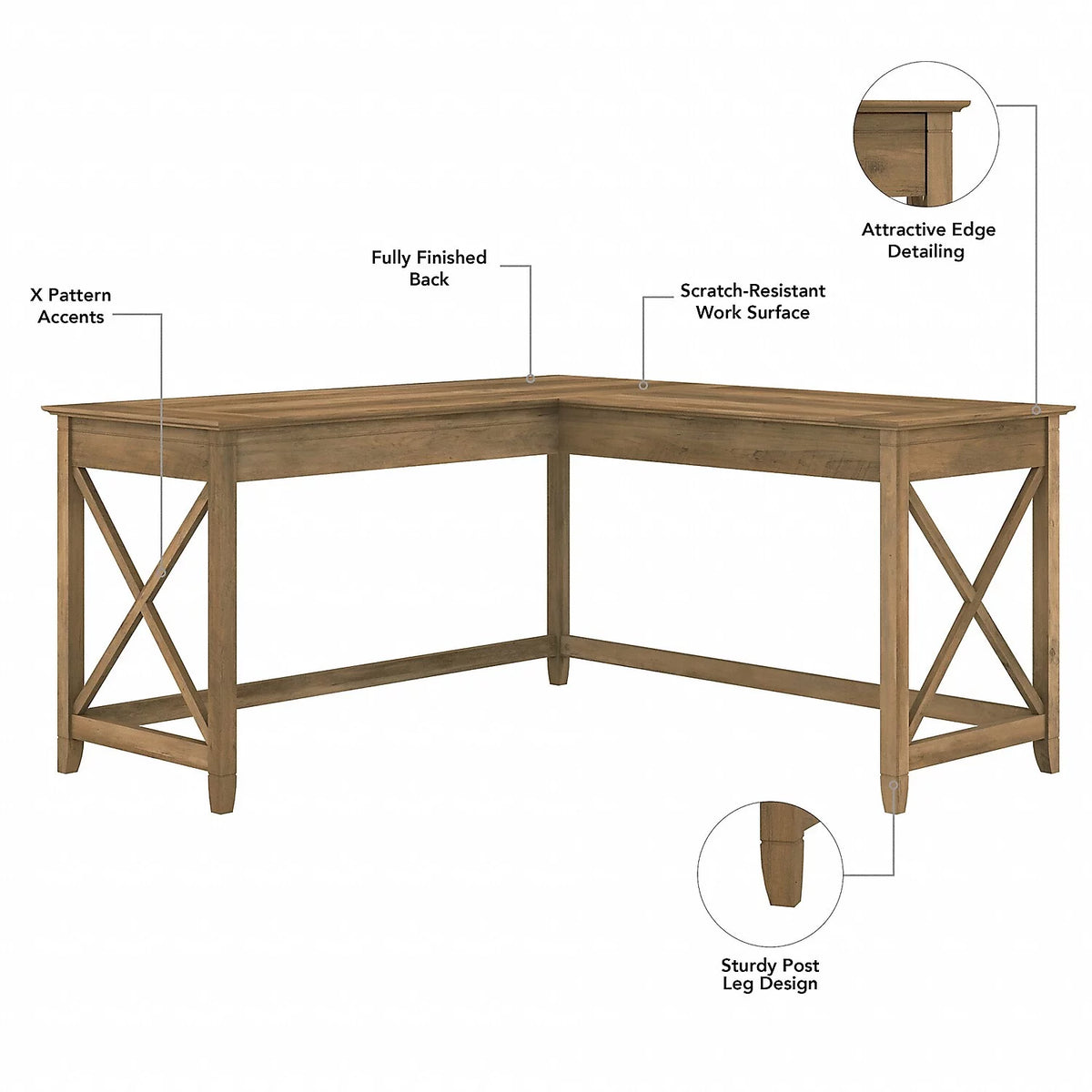 L Desk with Lateral File Cabinet in Reclaimed Pine Engineered Wood S2696