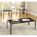Black 3 Piece Glass Top Coffee Table Set M746544