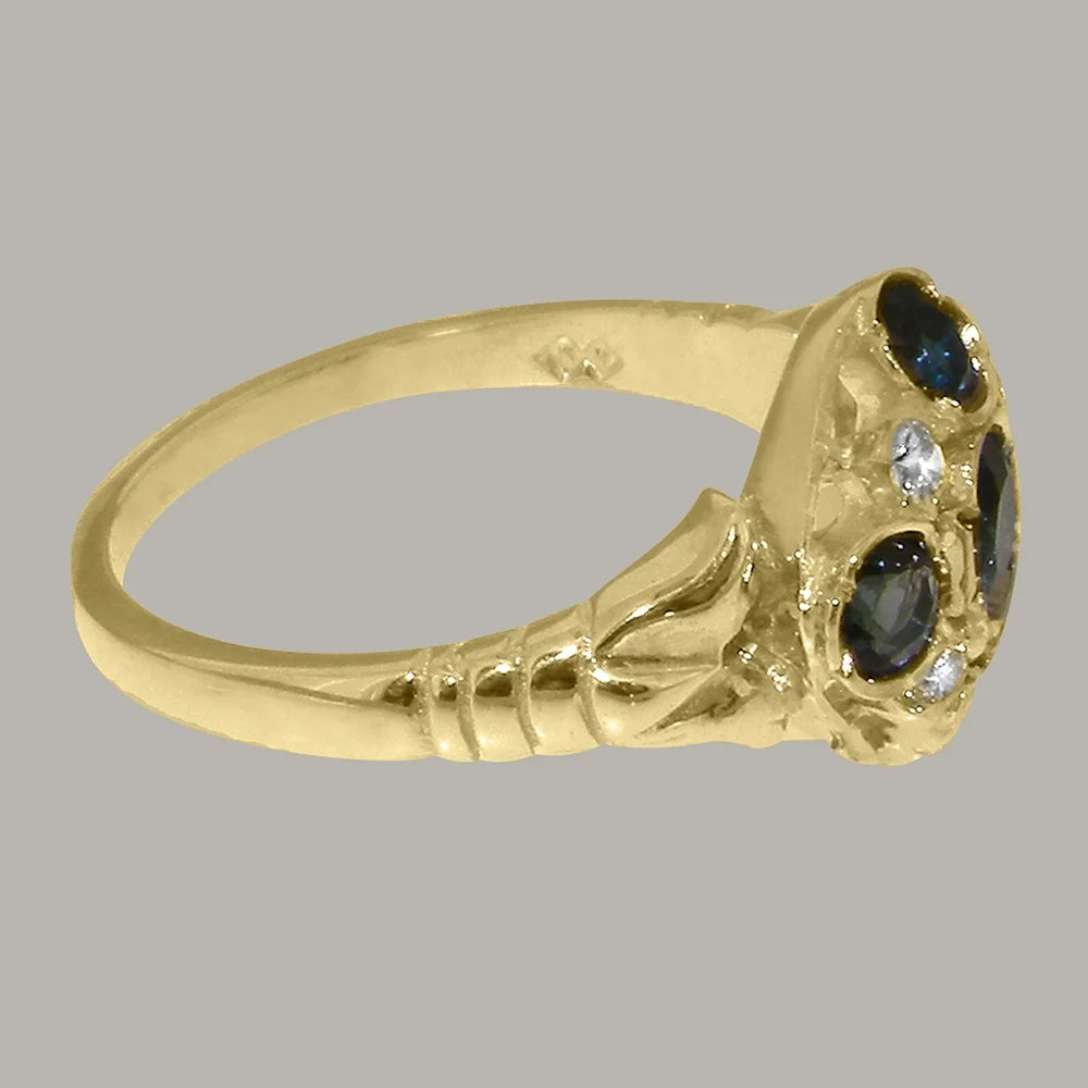 14k Yellow Gold London Blue Topaz Diamond Statement Ring F126992