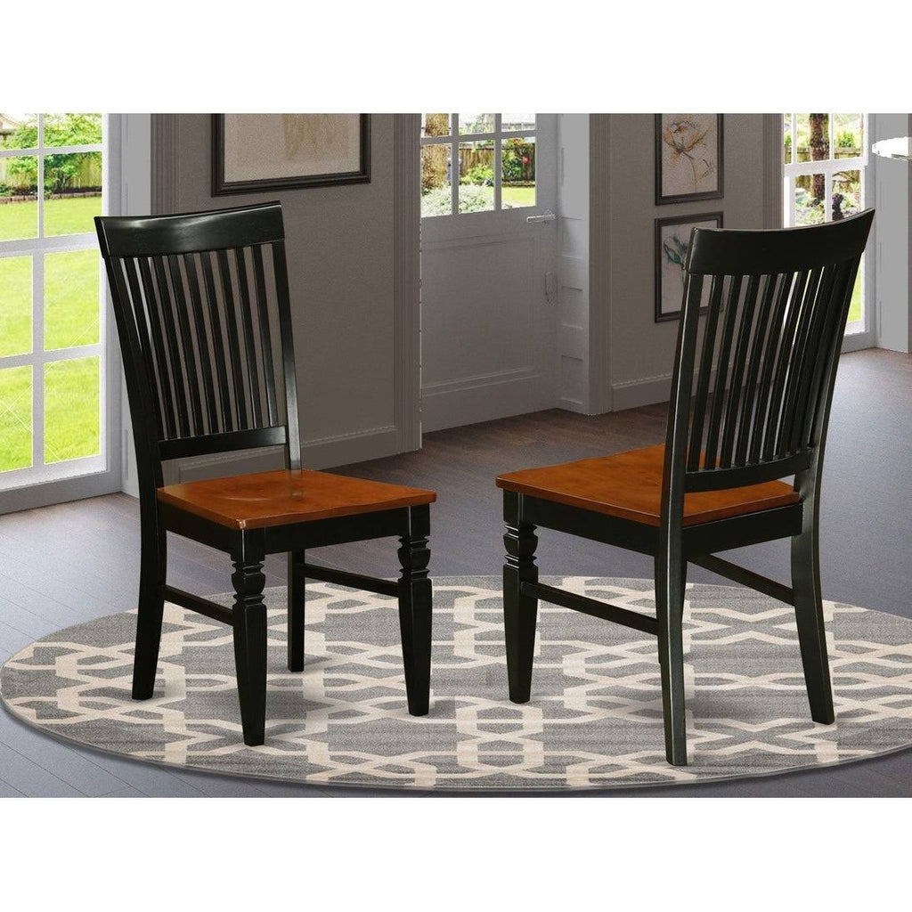 Black Wood Seat Chair with Slatted Back - Set of 2 K66599