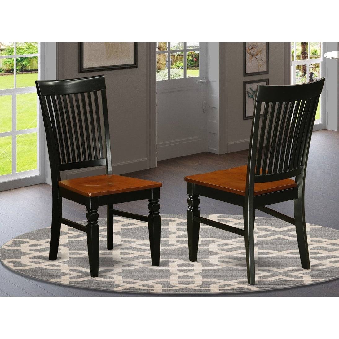 Black Wood Seat Chair with Slatted Back - Set of 2 K66599