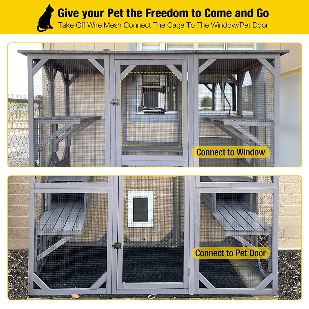 Cat Enclosure, 5-Platform Wooden Cat House with Asphalt Roof, 71 in H93198