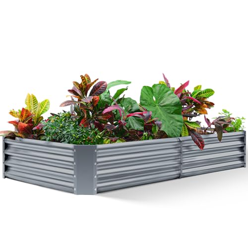 2 Pack 8×4×1ft Galvanized Metal Raised Garden Bed G281