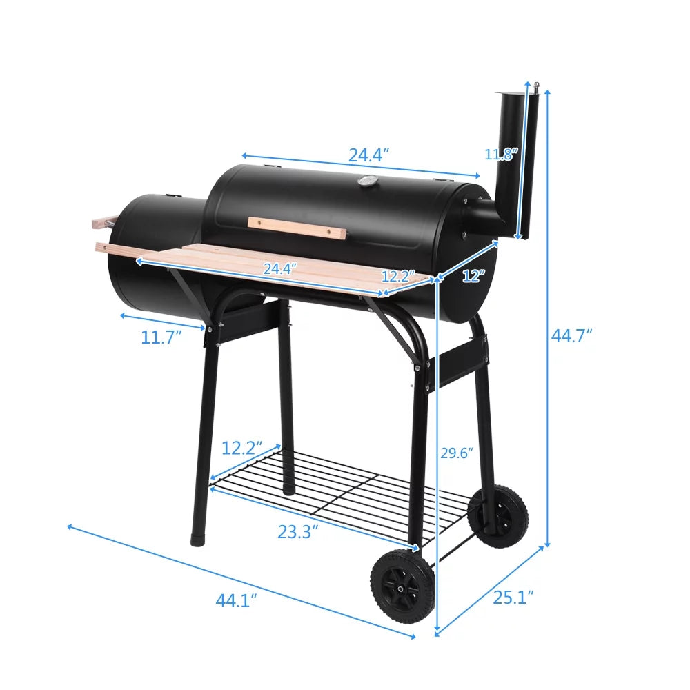 Charcoal BBQ Grill with Wheels and Storage Holder, 28 Inch G592755