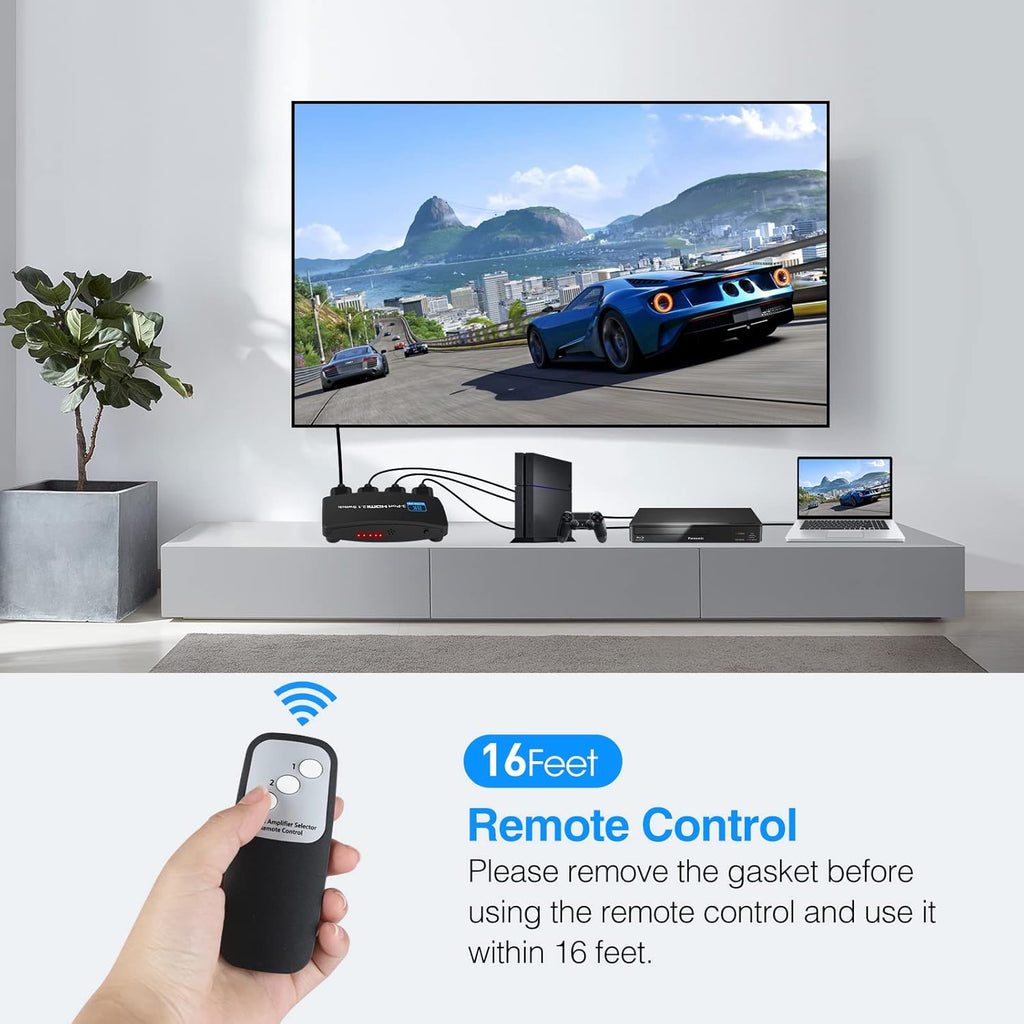 HDMI 2.1 Switch 3 in 1 Out with Remote Control Pack of 2 T60314