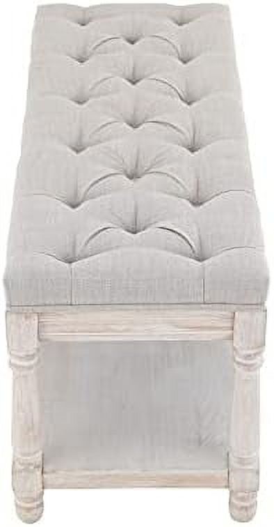Beige Tufted Wood Entryway Bench K986