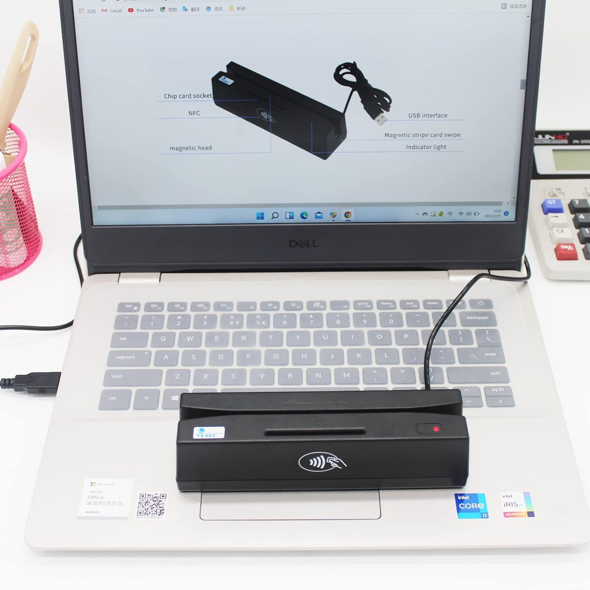 USB 4 in 1 Magnetic Swipe Card Reader with EMV Chip, RFID, PSAM Y5427