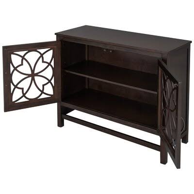 Brown Wood Storage Buffet Sideboard Cabinet with Adjustable Shelf W970
