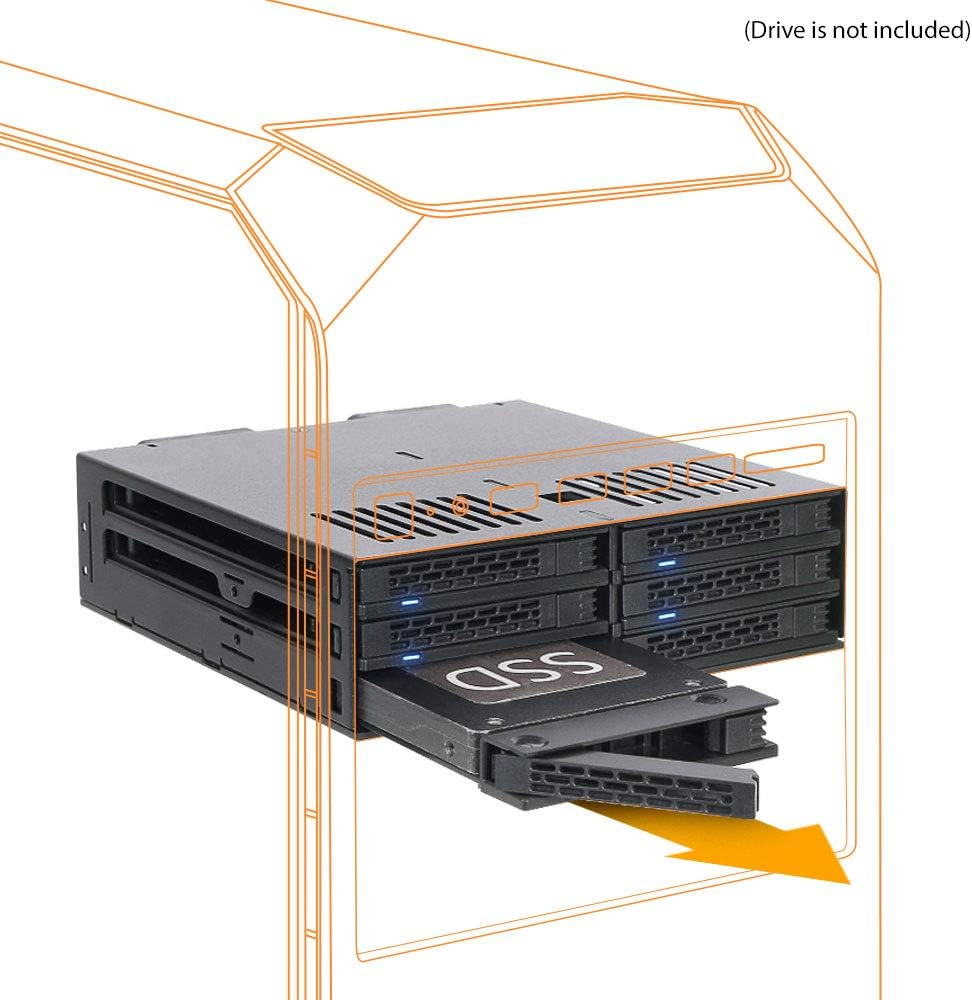 6 x 2.5" SATA HDD SSD Hot Swap Cage for External 5.25" Bay B937328
